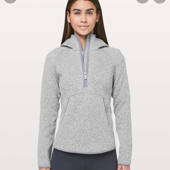 Lululemon Fleece & Thank you Pullover - speckled light grey fleece - size 4 - Picture 1 of 5